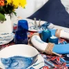Servizio piatti, blu, pesci/polipo, ceramica, 3 pezzi