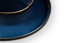 Servizio piatti, blu profondo, 12 pezzi, stoneware