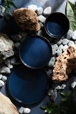 Servizio piatti, blu profondo, 12 pezzi, stoneware