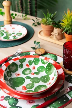 Servizio piatti, con cactus, porcellana, 18 pezzi