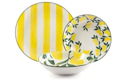 Servizio piatti, con limoni, porcellana, 18 pezzi