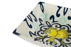 Servizio piatti, con limoni, porcellana, 18 pezzi, quadrati