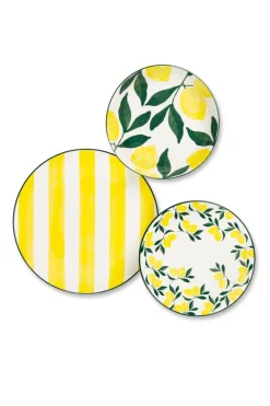 Servizio piatti, con limoni, porcellana, 18 pezzi