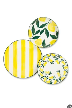 Servizio piatti, con limoni, porcellana, 18 pezzi