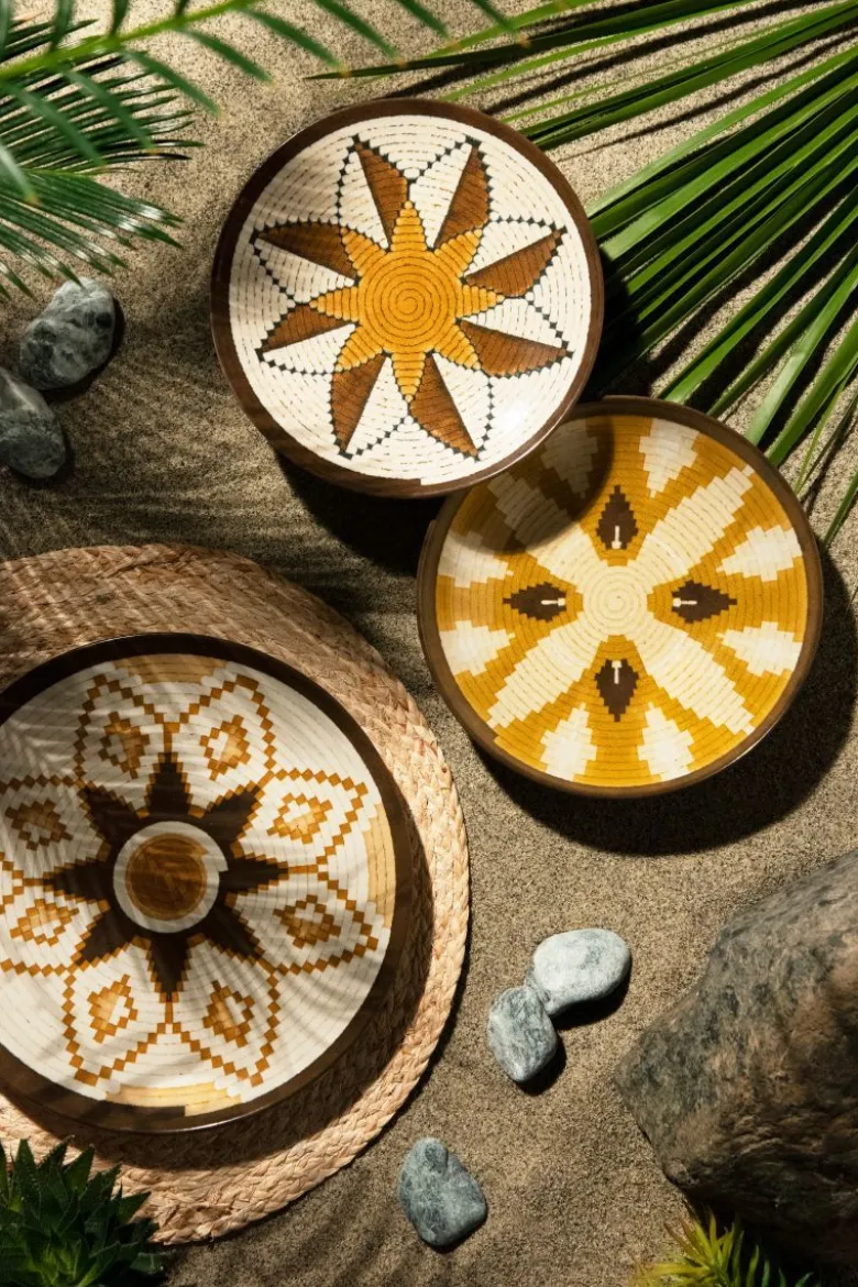 Servizio piatti, decorazioni ocra/marrone, ceramica 12 pezzi