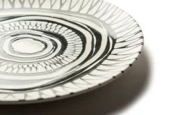 Servizio piatti, decorazioni tribali, ceramica 12 pezzi