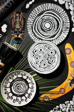 Servizio piatti, decorazioni tribali, ceramica 12 pezzi