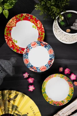 Servizio piatti, decorazioni orientali, porcellana, 12 pezzi