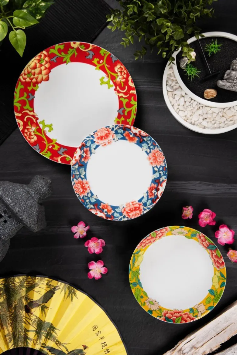 Servizio piatti, decorazioni orientali, porcellana, 12 pezzi