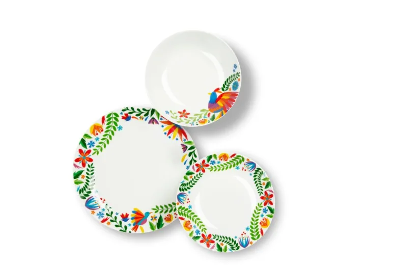 Servizio piatti, decorazioni floreali, porcellana, 12 pezzi