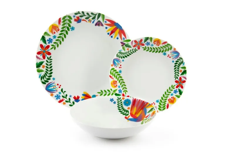Servizio piatti, decorazioni floreali, porcellana, 12 pezzi