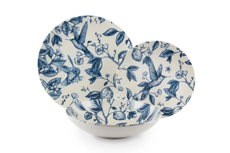 Servizio piatti, eclettico blu, ceramica, 12 pezzi