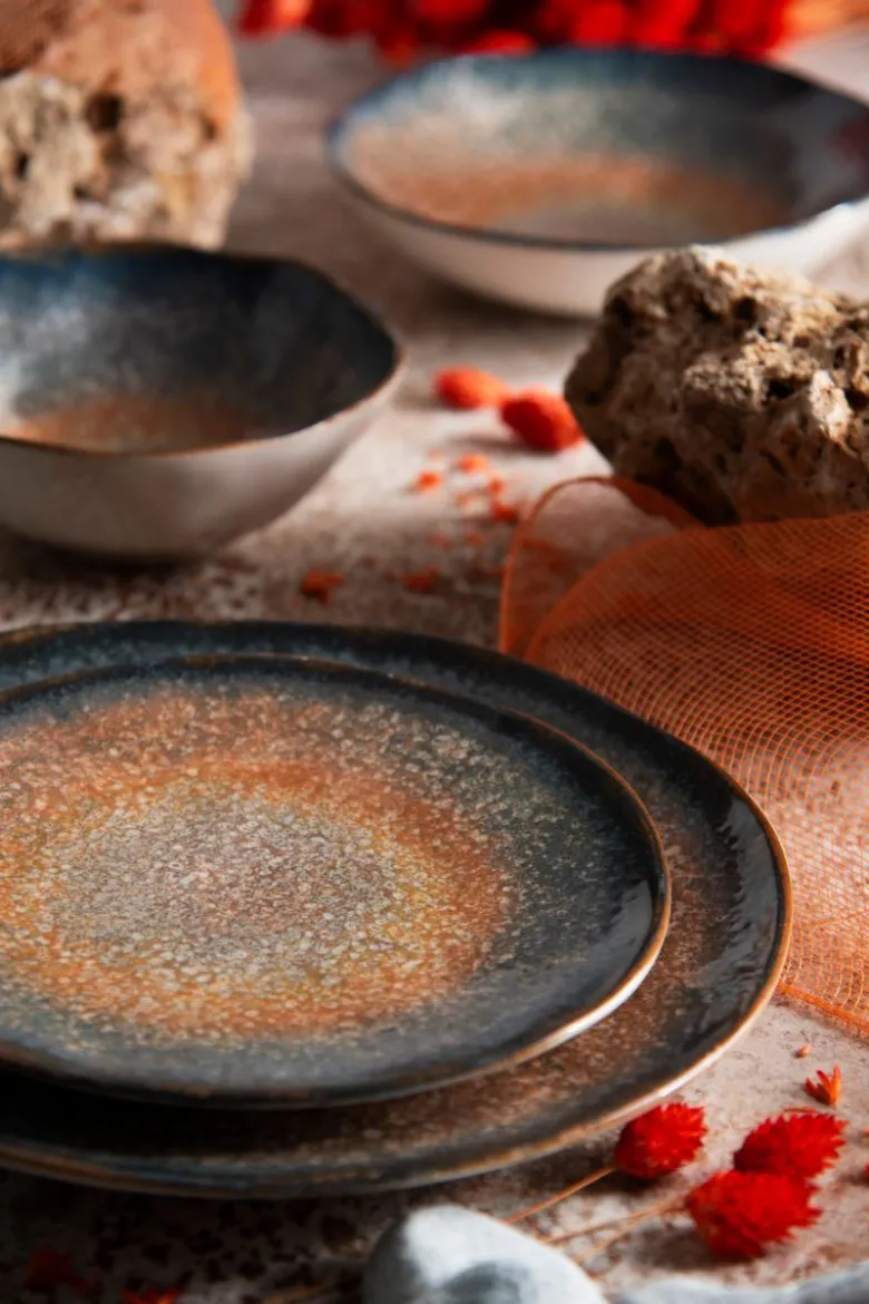 Servizio piatti, effetto artigianale, 12 pezzi, ceramica