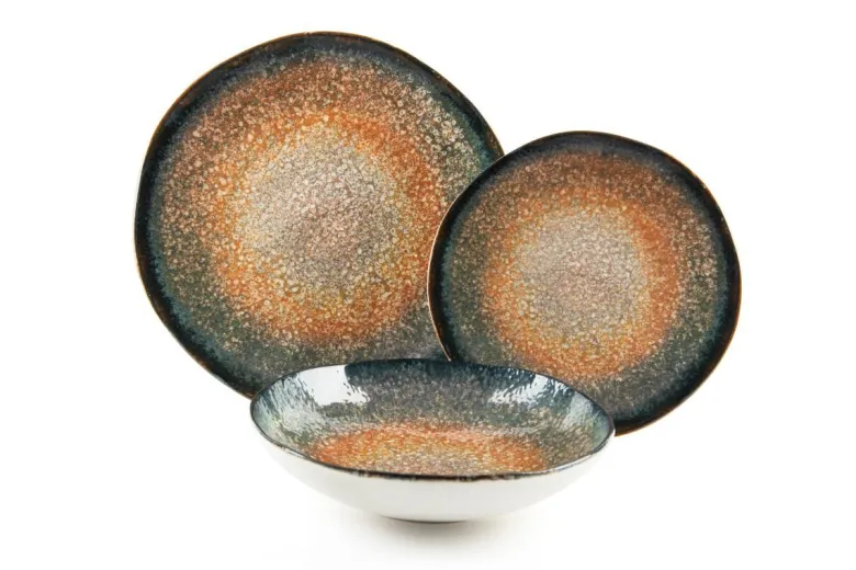 Servizio piatti, effetto artigianale, 12 pezzi, ceramica