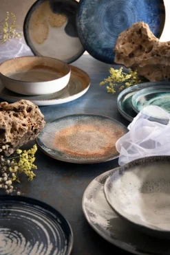 Servizio piatti, effetto artigianale, 12 pezzi, ceramica