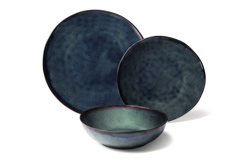 Servizio piatti, effetto artigianale, 12 pezzi, stoneware