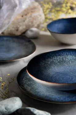 Servizio piatti, effetto artigianale, 12 pezzi, ceramica