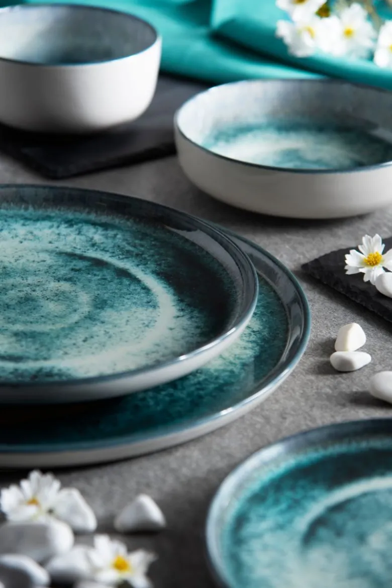 Servizio piatti, effetto artigianale, 12 pezzi, ceramica