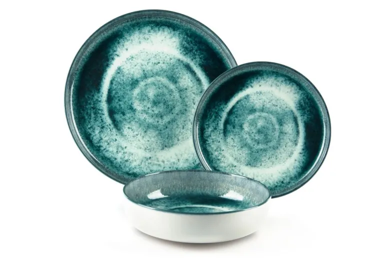 Servizio piatti, effetto artigianale, 12 pezzi, ceramica