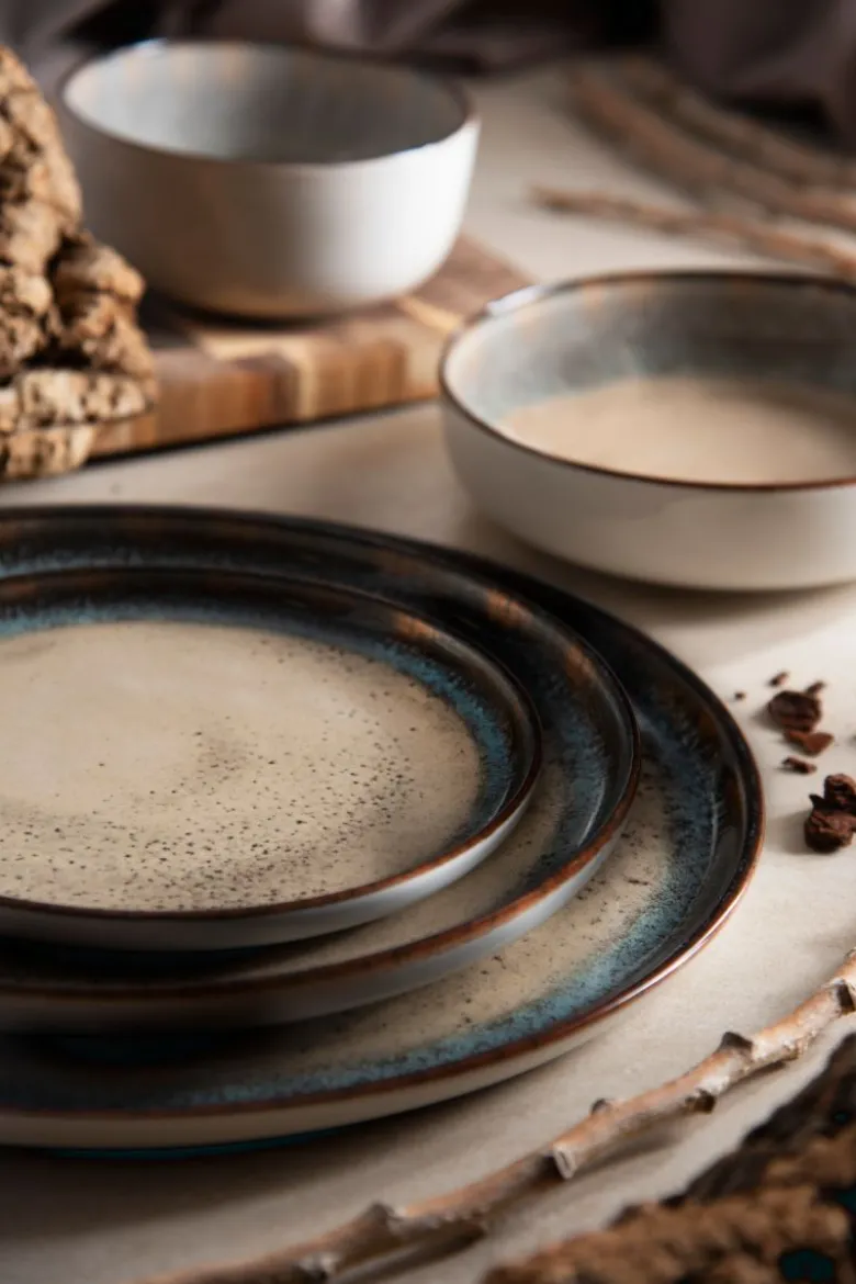 Servizio piatti, effetto artigianale, 12 pezzi, ceramica