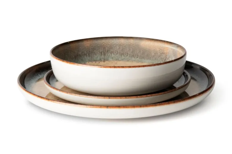 Servizio piatti, effetto artigianale, 12 pezzi, ceramica