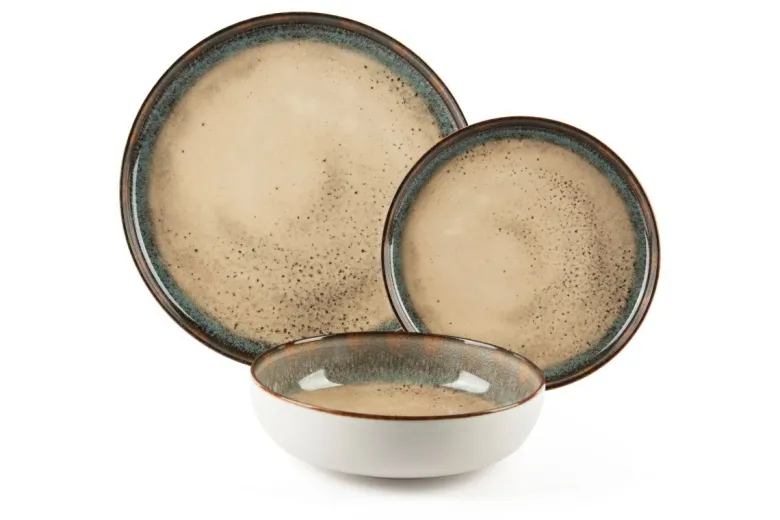 Servizio piatti, effetto artigianale, 12 pezzi, ceramica