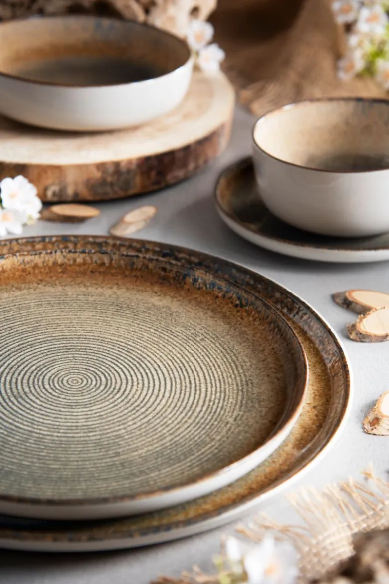Servizio piatti, effetto artigianale, 12 pezzi, ceramica