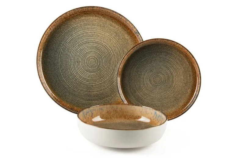 Servizio piatti, effetto artigianale, 12 pezzi, ceramica