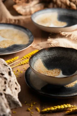 Servizio piatti, effetto artigianale, 12 pezzi, ceramica