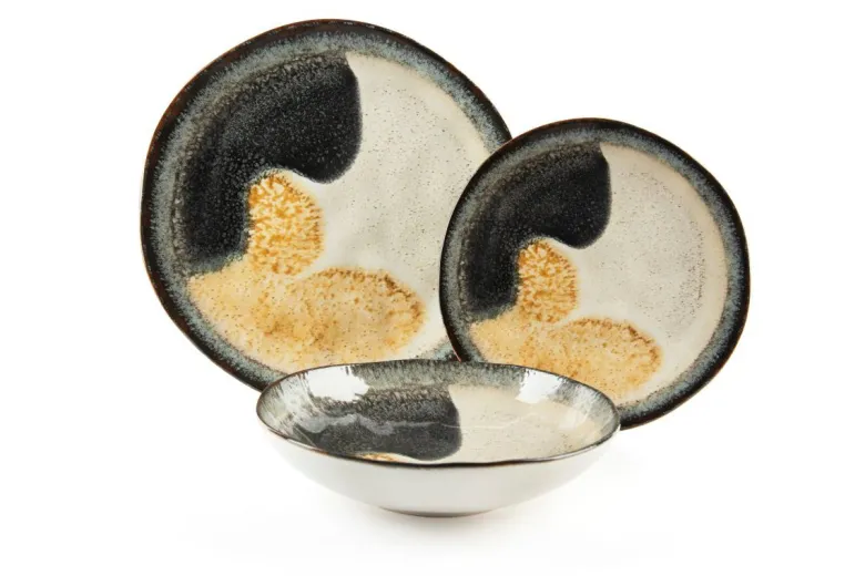 Servizio piatti, effetto artigianale, 12 pezzi, ceramica