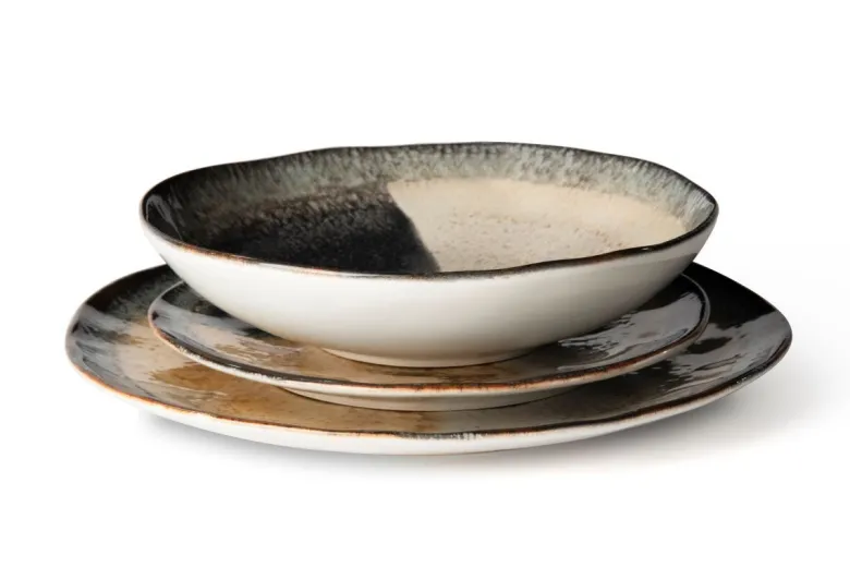 Servizio piatti, effetto artigianale, 12 pezzi, ceramica