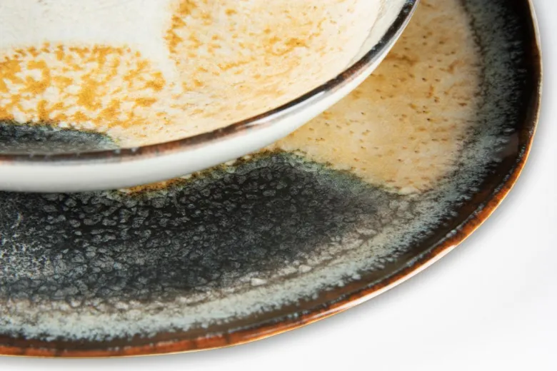 Servizio piatti, effetto artigianale, 12 pezzi, ceramica