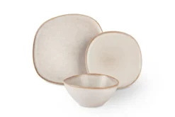 Servizio piatti, effetto pietra chiara, 12 pezzi, stoneware