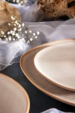 Servizio piatti, effetto pietra chiara, 12 pezzi, stoneware