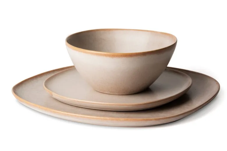 Servizio piatti, effetto pietra chiara, 12 pezzi, stoneware