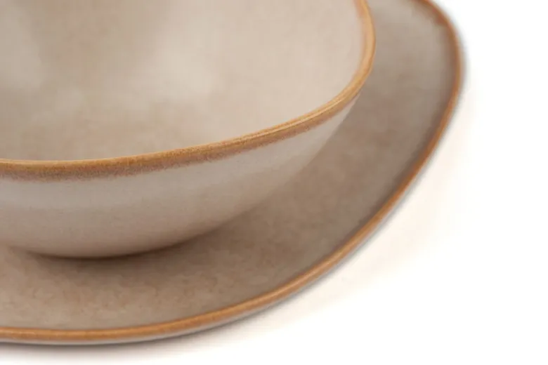 Servizio piatti, effetto pietra chiara, 12 pezzi, stoneware