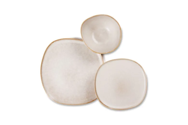 Servizio piatti, effetto pietra chiara, 12 pezzi, stoneware