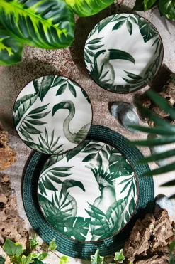 Servizio piatti, fiori/animali, porcellana, 18 pezzi