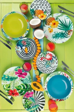 Servizio piatti, fiori/animali, porcellana, 18 pezzi