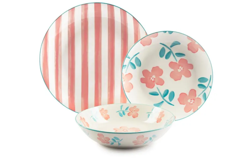 Servizio piatti, floreale, porcellana, 18 pezzi
