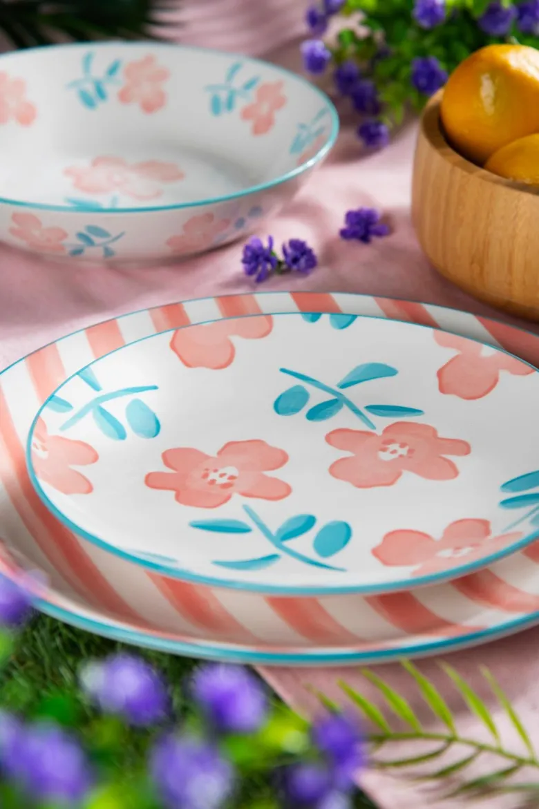 Servizio piatti, floreale, porcellana, 18 pezzi