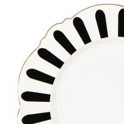 Servizio piatti, geometrie filo oro, porcellana, 18 pezzi