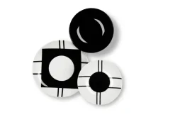 Servizio piatti, geometrie, porcellana/stoneware, 18 pezzi