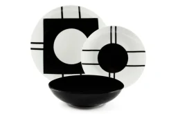 Servizio piatti, geometrie, porcellana/stoneware, 18 pezzi