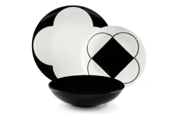 Servizio piatti, geometrie, porcellana/stoneware, 18 pezzi