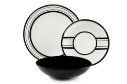 Servizio piatti, geometrie, porcellana/stoneware, 18 pezzi