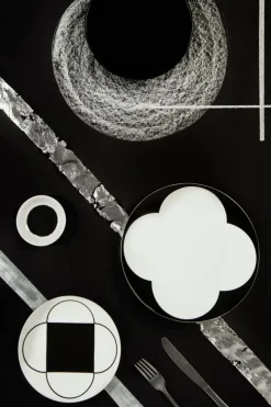 Servizio piatti, geometrie, porcellana/stoneware, 18 pezzi