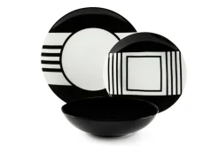 Servizio piatti, geometrie, porcellana/stoneware, 18 pezzi