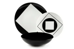 Servizio piatti, geometrie, porcellana/stoneware, 18 pezzi