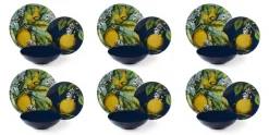Servizio piatti, limoni, porcellana/stoneware, 18 pezzi